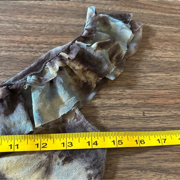 Guess Ruffled Tie-Dye Tank Top in Brown and Blue M - Picture 7 of 8